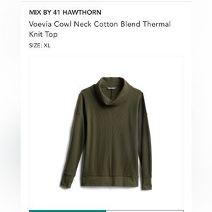 Mix by 41 Hawthorn Voevia Cowl Neck Cotton Blend Thermal Knit Top